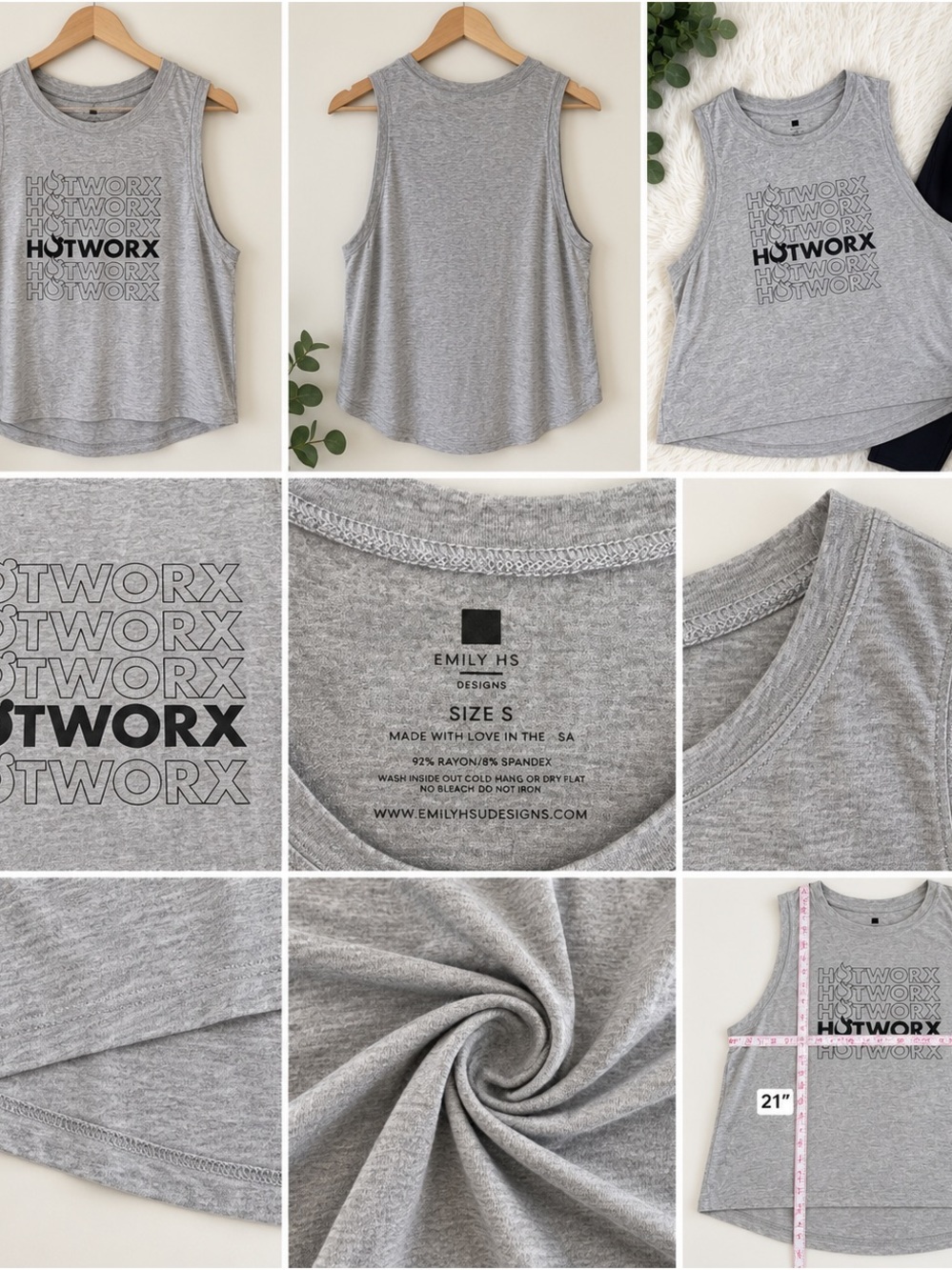 HOTWORX Women's Gray Logo Tank Top - Picture 2 of 2